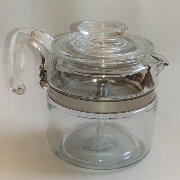 Vintage Pyrex 4 cup Coffee Pot 7754 Glass Stovetop Percolator USA Complete - Picture 1 of 12
